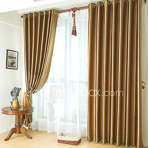 (One Pair) Classic Embossed Brown Blackout Curtain