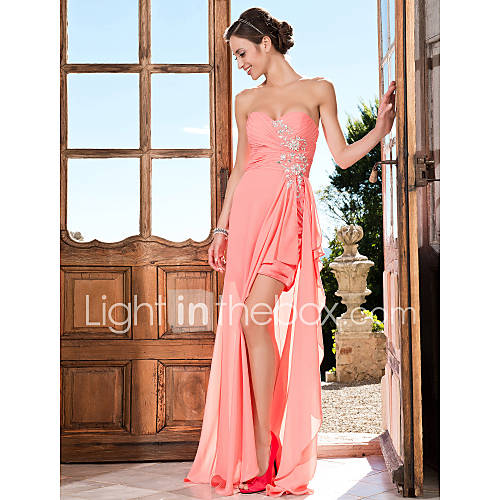 Sheath/Column Sweetheart Asymmetrical Chiffon Evening/Prom Dress
