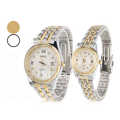 Couple Style Unisex Steel Analog Quartz Wrist Watch Couple Style (Silver)