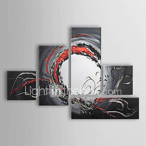 Hand painted Abstract Oil Painting with Stretched Frame   Set of 5