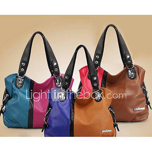 Womens Vintage Contrast Color Splicing Hobo