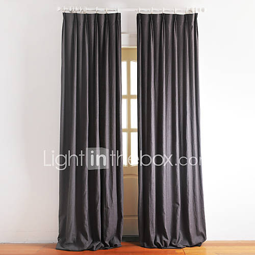 (Two Panels) Traditional Dark Grey Lined Curtain