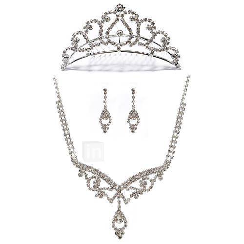 Alloy With Rhinestone Womens Jewelry Set Including Necklace,Earrings,Tiara