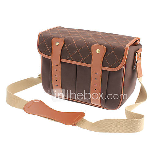 Checkered Camera Bag for Digital Camera, SLR and More (Brown Black)