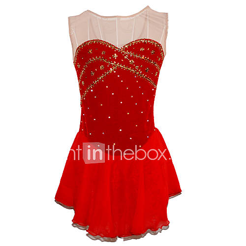 Girls Figure Elastic Net Skating Dress (Red)