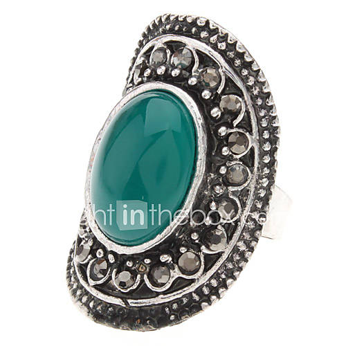 Vintage Tibetan Silver Agate Adjustable Ring