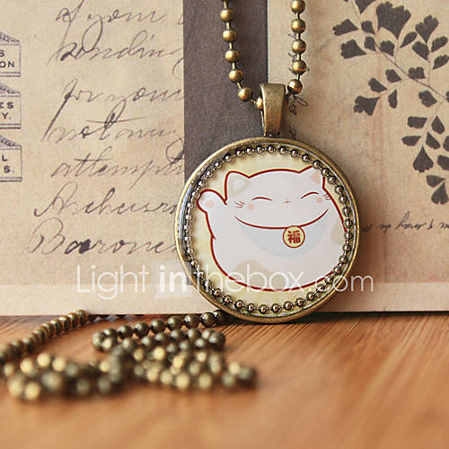 Womens Cat Necklace(Pendant2.72.7CM,Length70CM)