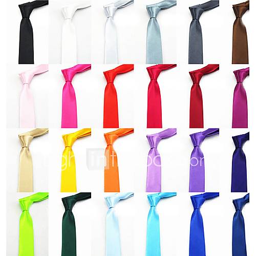 Mens Casual Solid Color Narrow Necktie