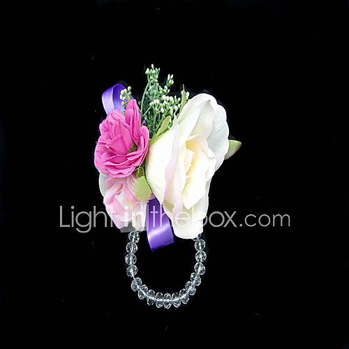 Lovely Satin/Cotton With Crystal Free form Wedding Wrist Corsage