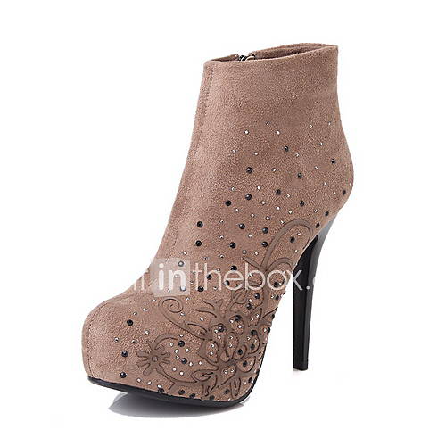 Suede Stiletto Heel Ankle Boots With Rhinestone Party / Evening Shoes (More Colors)