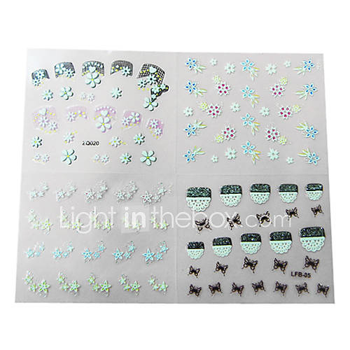 4PCS Plastic 3D Twinkled Nail Art Decorative Appliques