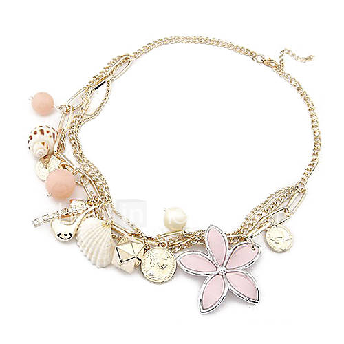 Ocean Wind Shell And Flowers Necklace