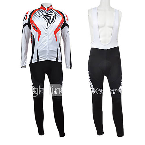 Kooplus Lattice Series Mens Fleece Long Sleeve Suits with BIB Tights