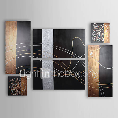 Hand painted Modern Abstract Oil Painting with Stretched Frame   Set of 6