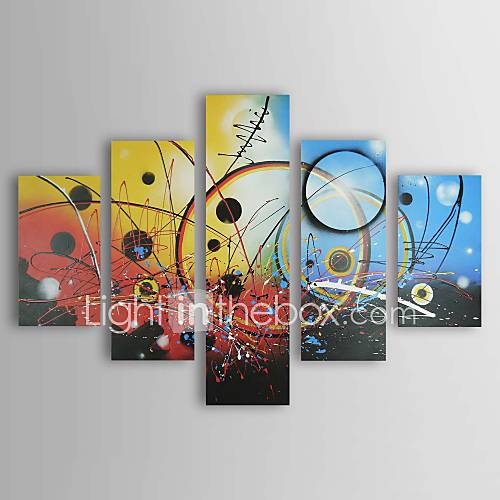 Hand painted Oil Painting Abstract Oversized Wide Set of 5