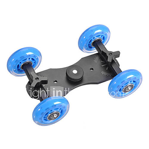 4 Wheel Desktop DSLR Camera Movie Photograph Rail Track Slider Table Dolly Car (Blue)