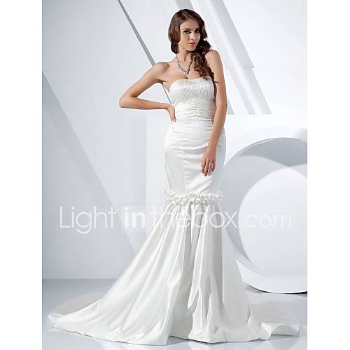 Trumpet/Mermaid Strapless Court Train Satin Evening Dress