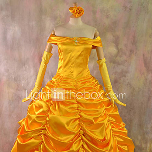 Beauty and the Beast Belle Golden Dress Halloween Costume(2 Pieces ...