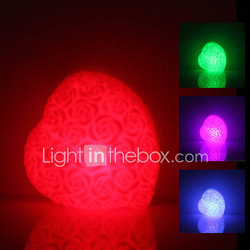 Rose Heart Shaped Colorful Light LED Night Lamp (3xLR44)