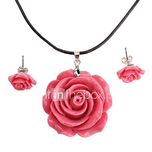 Rose Necklace Earrings Jewelry Set