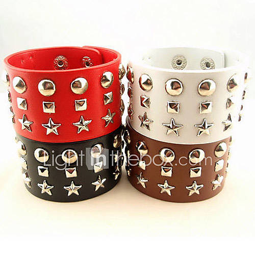 Womens Punk Rivet Leather Bracelet