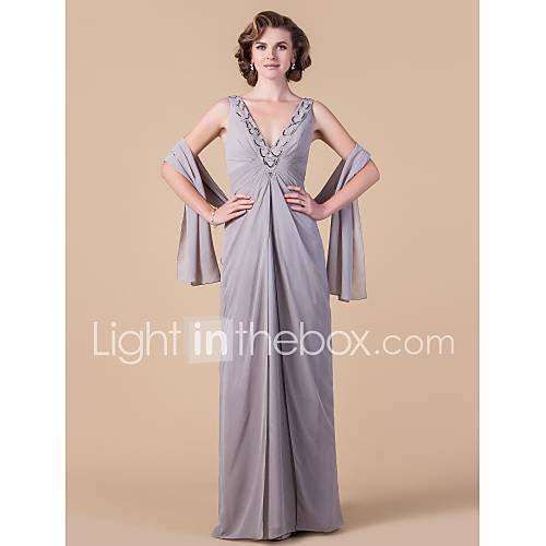 Sheath/Column V neck Floor length Chiffon Mother of the Bride Dress With A Wrap