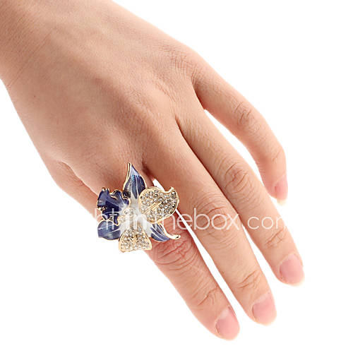 Flower Shape Colored Glaze Adjustable Alloy Ring