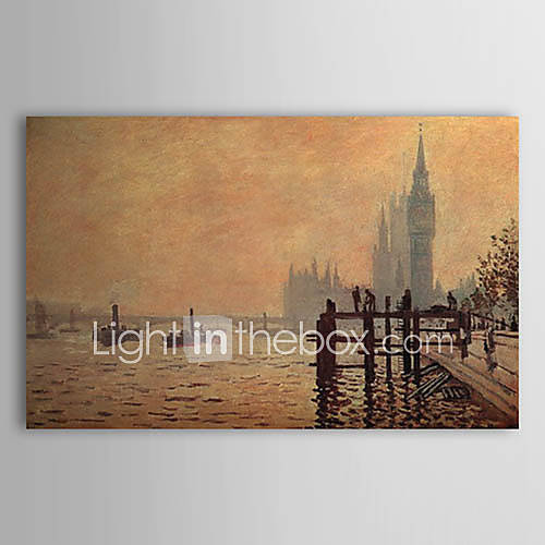 Hand painted Oil Painting The Thames below Westminster by Claude Monet with Stretched Frame