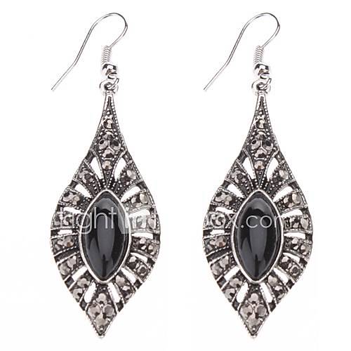 Horse Eye Shape Black Gem Earrings