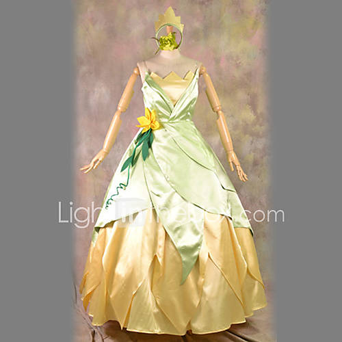 The Princess and the Frog Tiana Green and White Dress Halloween Costume(2 Pieces)