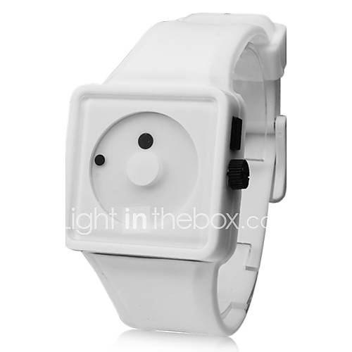 Unisex Creative Two Dot Dial Silicone Band Quartz Analog Wrist Watch (White)