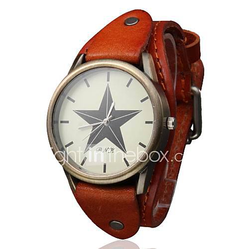 Womens Star Style PU Analog Quartz Wrist Watch (Brown)