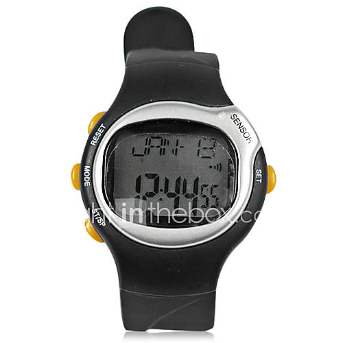 Black Outdoor Watch With Heart Rate Monitor,Alarm Clock and Stopwatch Function