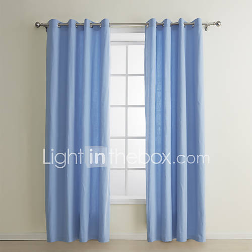 (One Pair) Classic Cotton Blue Energy Saving Curtain