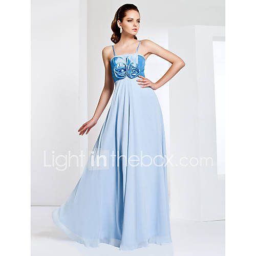 Spaghetti Strap Floor length Chiffon And Taffeta Evening Dress