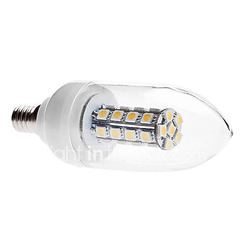 E14 6W 30x5050 SMD 420 450LM 3000 3500K Warm White Light LED Candle Bulb (85 265V)