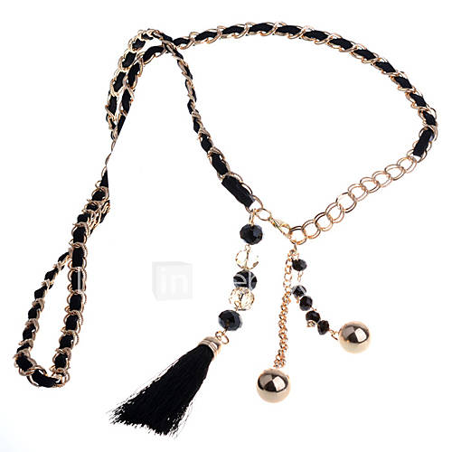 Womens Basic Crystal Tassels Belt(Fit Waist90CM)