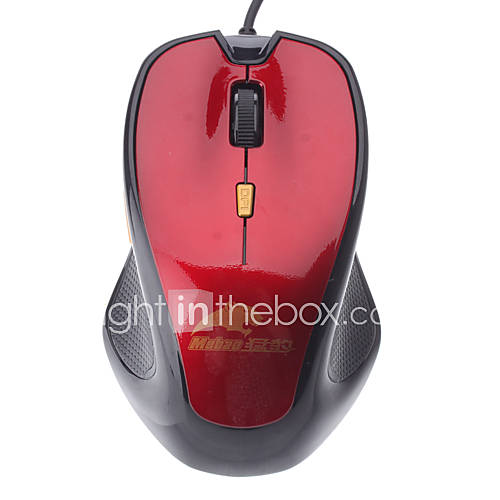 High Performance Wired Red USB Optical Game Mouse (1600DPI)