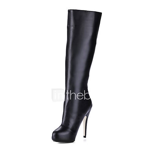 Leatherette Stiletto Heel With Platform Knee High Boots Party / Evening Shoes