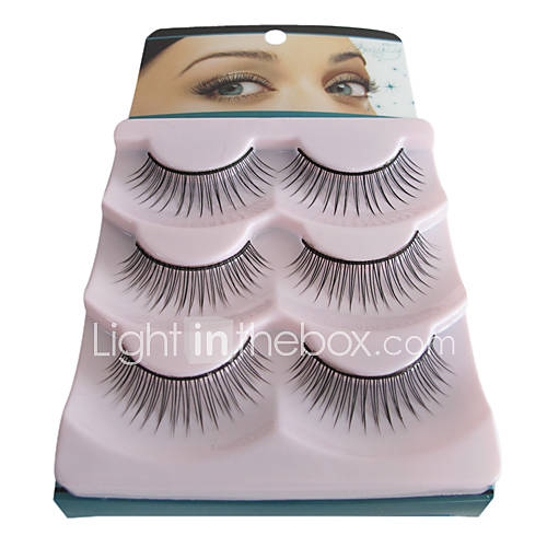 3 Pair Black Fiber eyelash False Eyelashes(B 023)