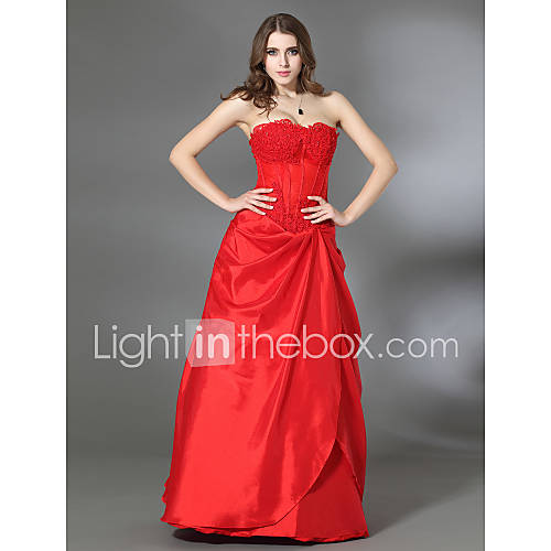 A line Sweetheart Floor length Taffeta Evening/Prom Dress