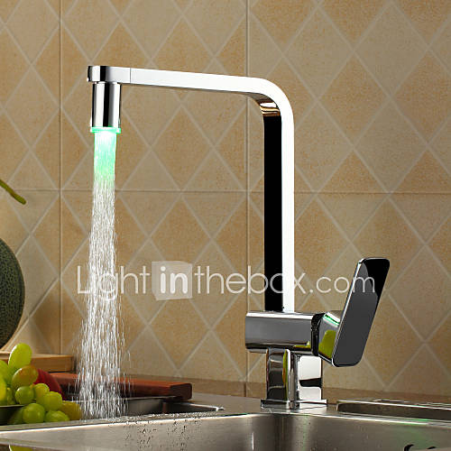 Chrome Finish Kitchen Faucet with Color Changing LED Light