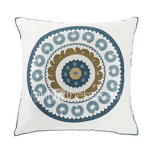 Embroidered Geometric Cotton Decorative Pillow Cover