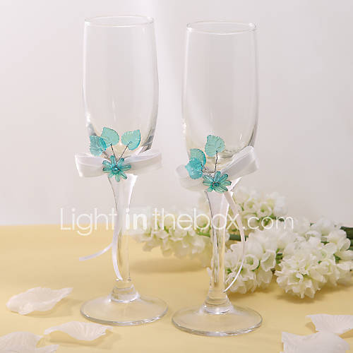 Floral Theme Toasting Flutes (More Colors)