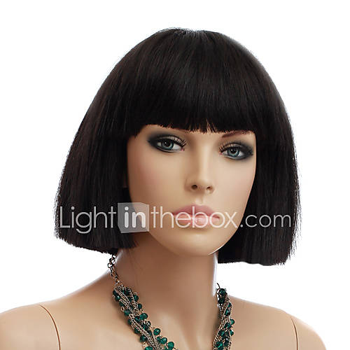 Capless Short Black Straight High Quality Synthetic Hair Wigs