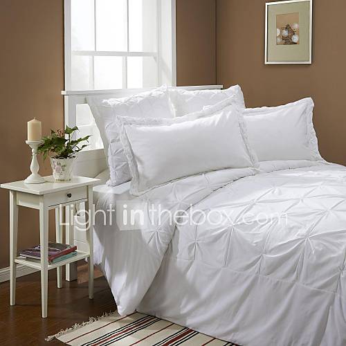 3 Piece White Hand Made 250TC Duvet Cover Set