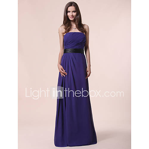 A line Strapless Floor length Chiffon Bridesmaid Dress