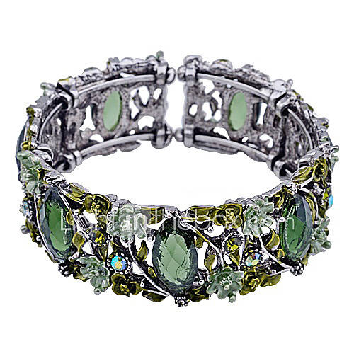 Decorative Embossed Flowers Acrylic Crystal Alloy Bracelet(Assorted Colors)