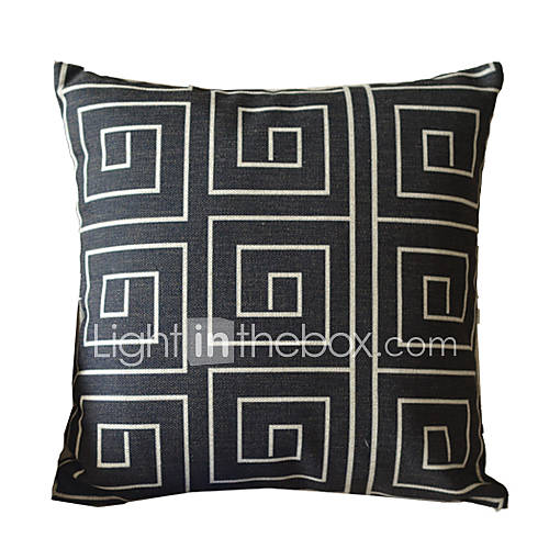 Country Black Cotton/Linen Decorative Pillow Cover