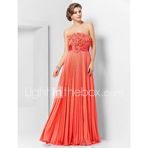 Sheath/Column Strapless Floor length Chiffon Evening/Prom Dress